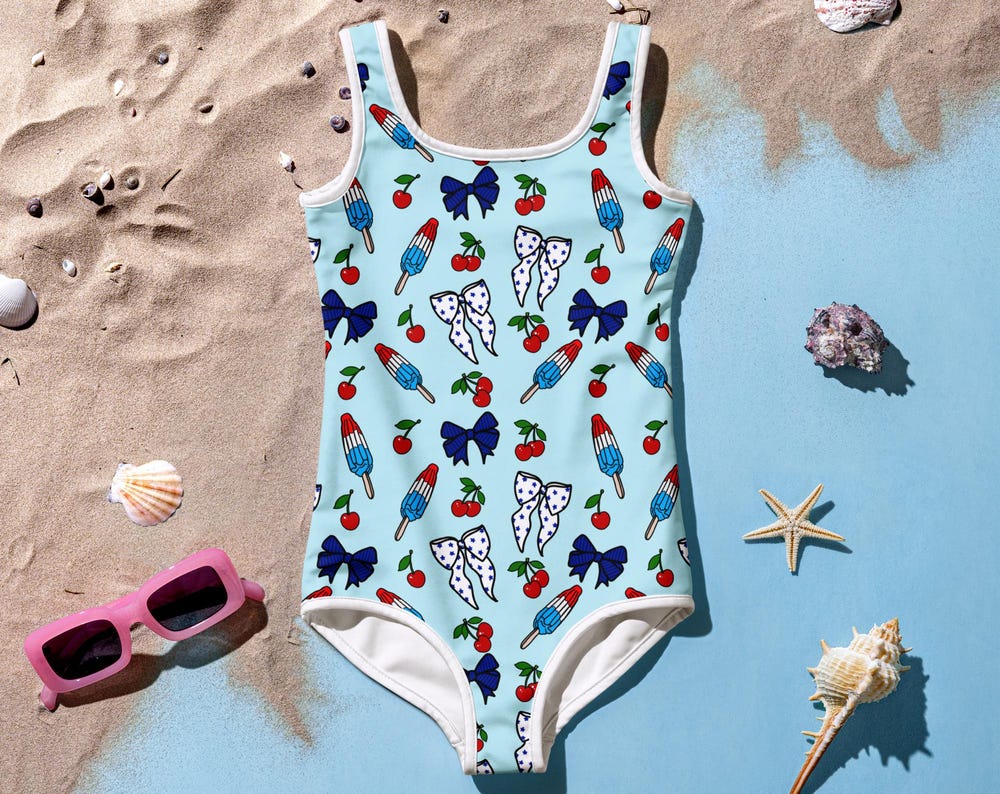 Popsicles Cherries and Bows Kids Swimsuit