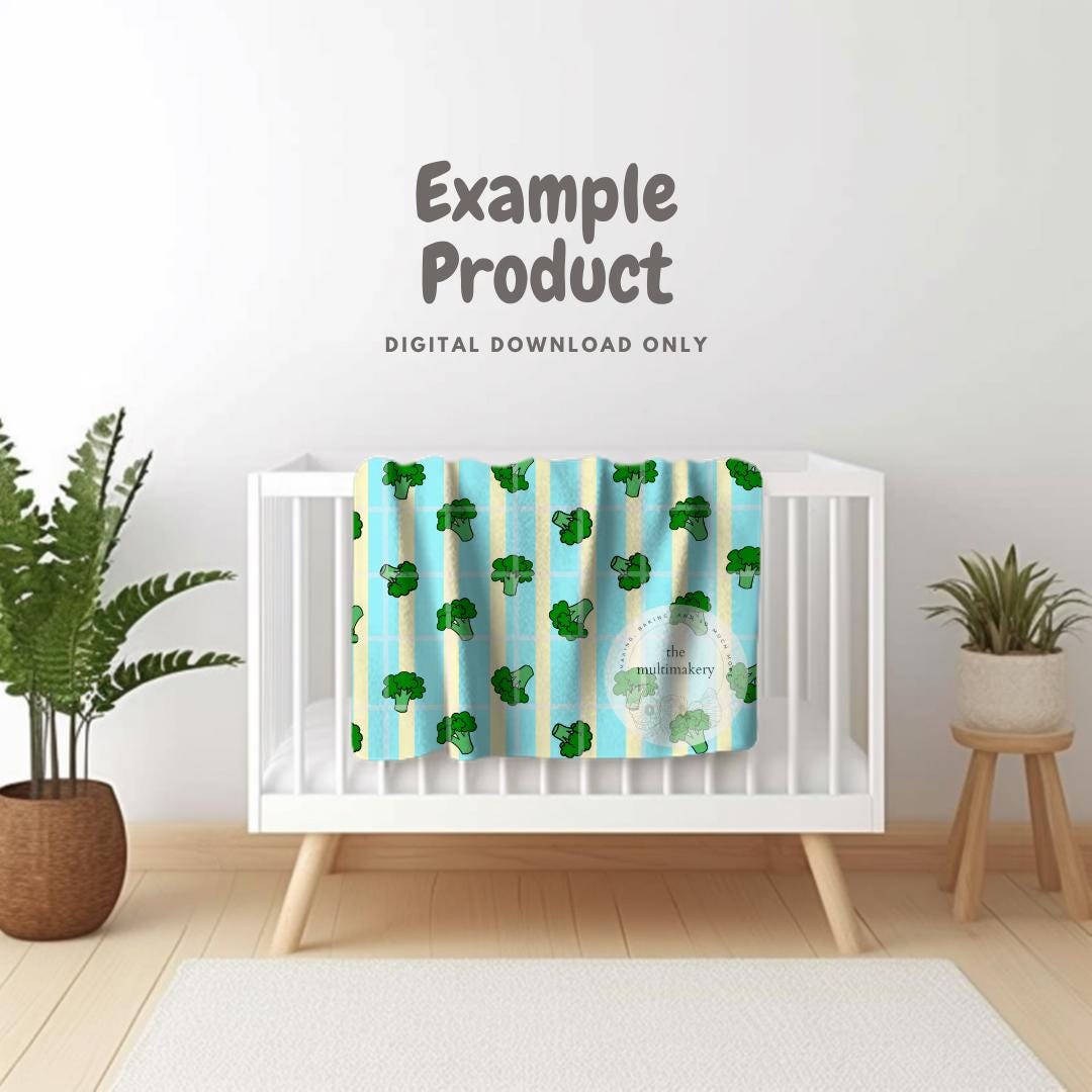 Broccoli Stripes Veggie Baby Seamless Pattern Hand Drawn PNG Digital Paper Sublimation Fabric Surface Design Vinyl