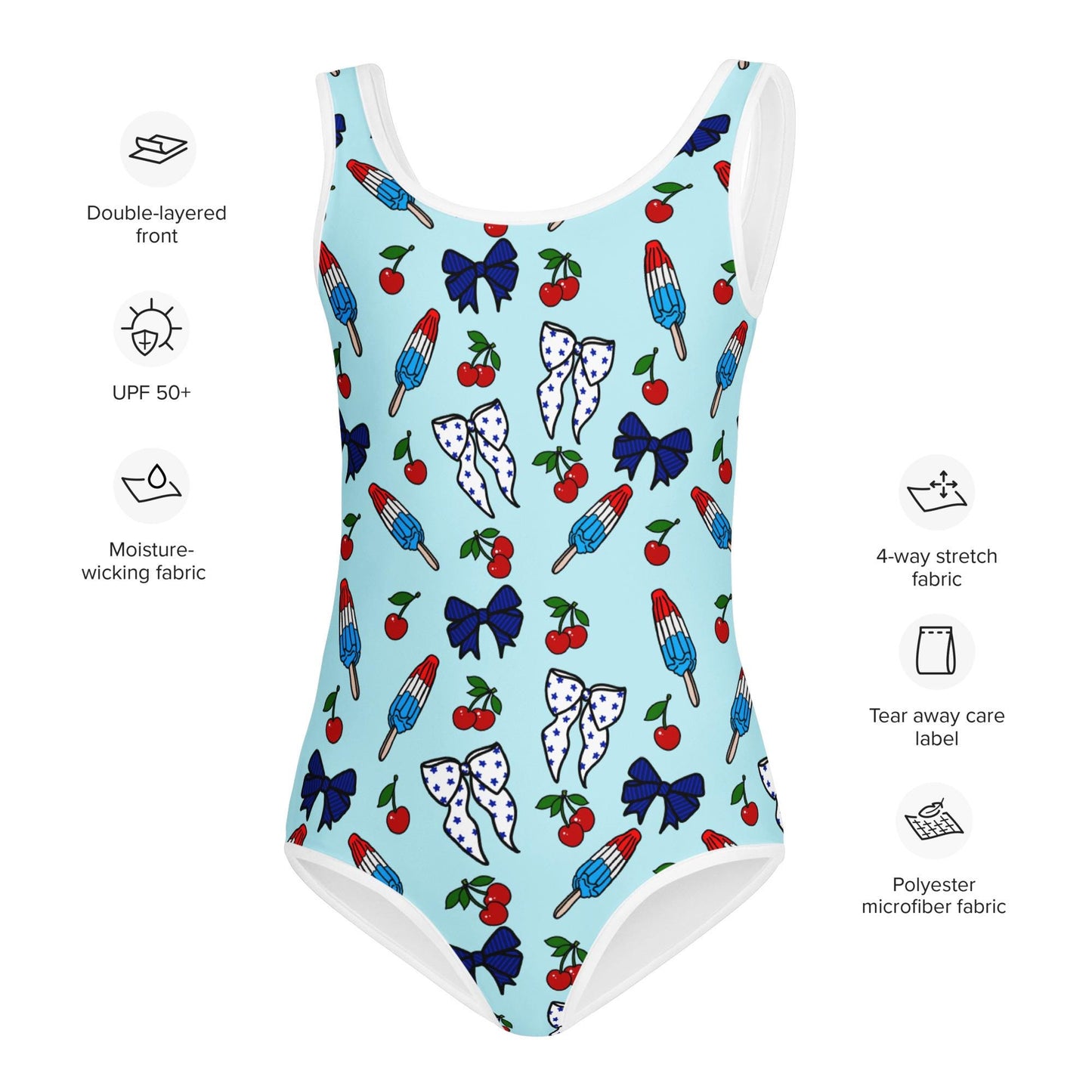 Popsicles Cherries and Bows All-Over Print Kids Swimsuit Cute Summery Style